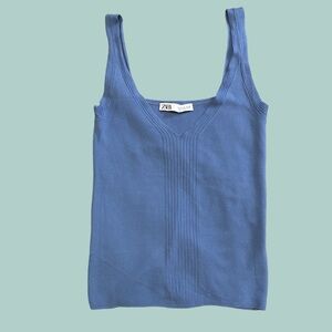 ZARA cornflower blue knit tank top size small